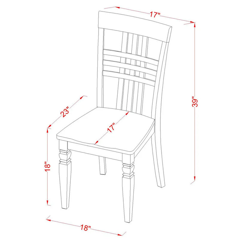 2 Dining Room Chairs - Stylish Back Solid Wood Seat Chairs, Set of 2, Black & Cherry, Black/Cherry
