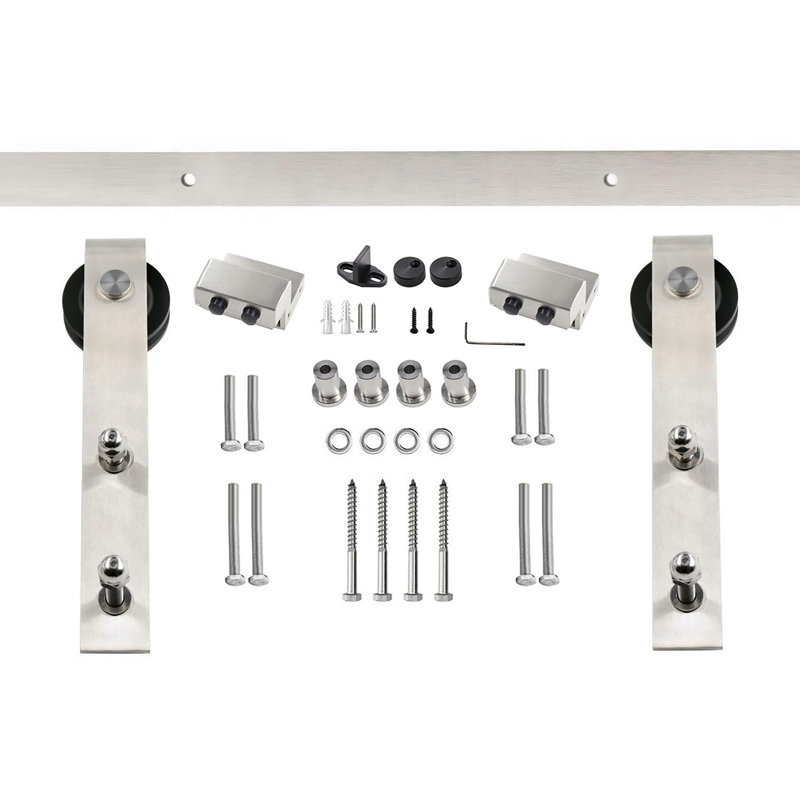 Steel Single Door Barn Door Hardware Kit Standard Single, Silver, 60 in
