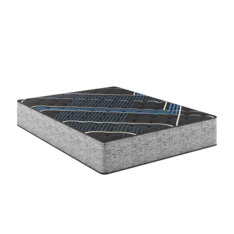 Matelas double de 14 po, double refroidissement, ressorts ensachés individuels, mousses, mousse, Marvelous Middle®, système à 800 ressorts, 360 °, gris et bleu, acier ferme et support ferme, rebord lombaire enveloppé, mousse