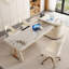 Bureau / table à thé en L avec plateau en pierre frittée-115709755