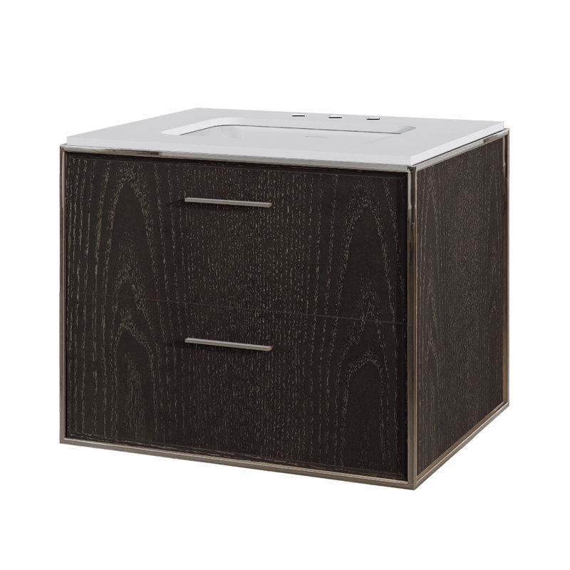 Linea 24'' W Single Vanity, Ash Gray, Polished Stainless Steel, 8" Widespread