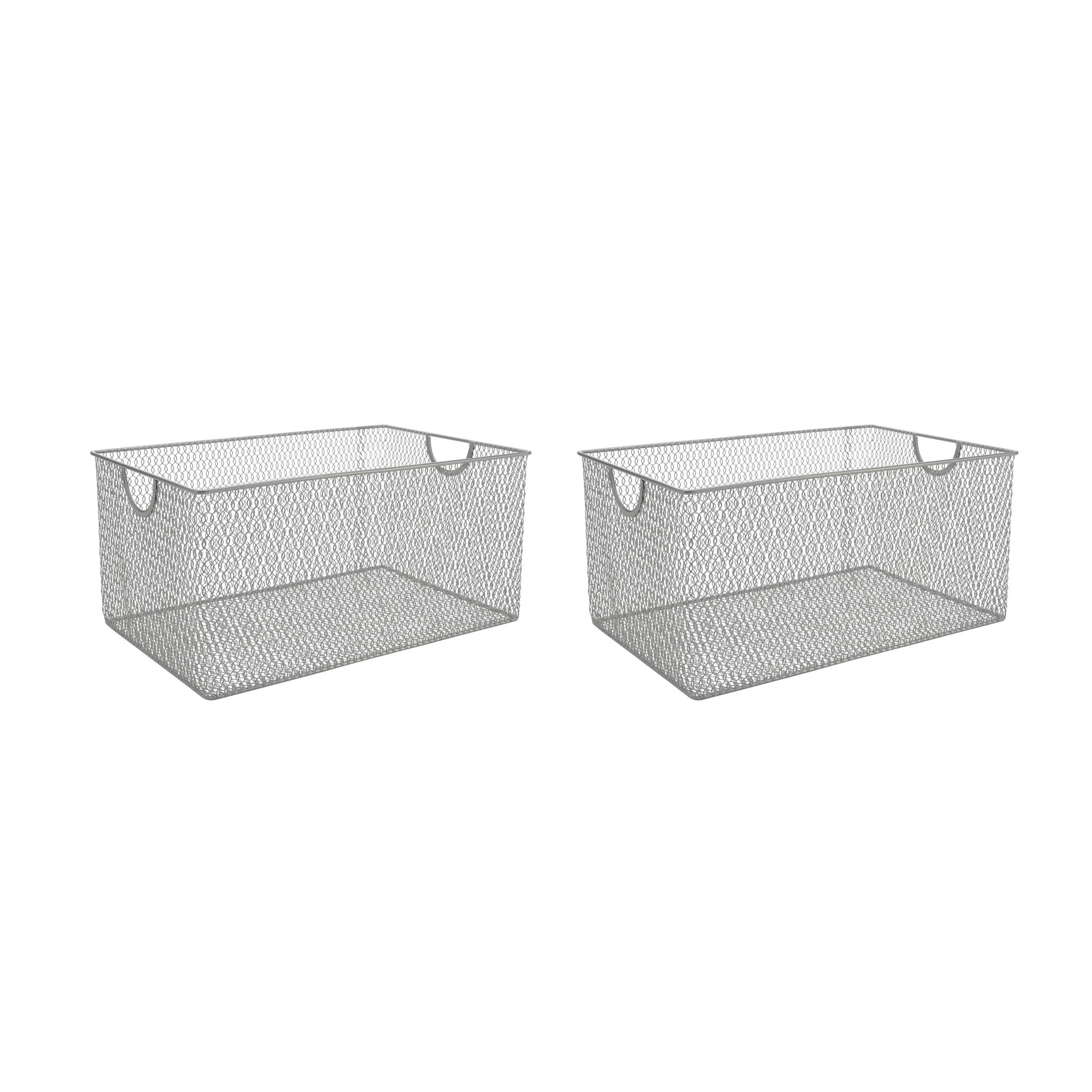 Mesh Stacking Bin Silver Storage Containers Pantry Organizers