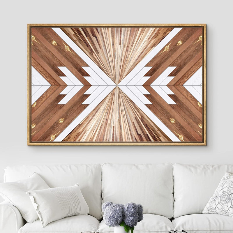 Panneaux à effet géométrique en bois brun à motif géométrique Western, Naturel, H 24 po x l 36 po