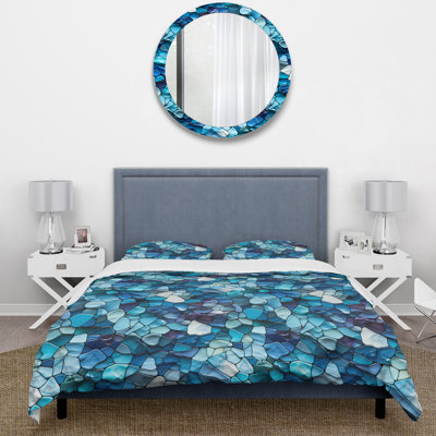 Ocean Blue Mosaic Turquoise Duvet Cover