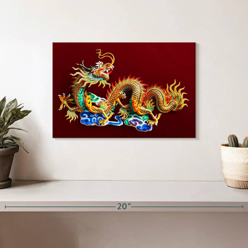 Brampt Gold Dragon Statuette, 8" H x 12" W