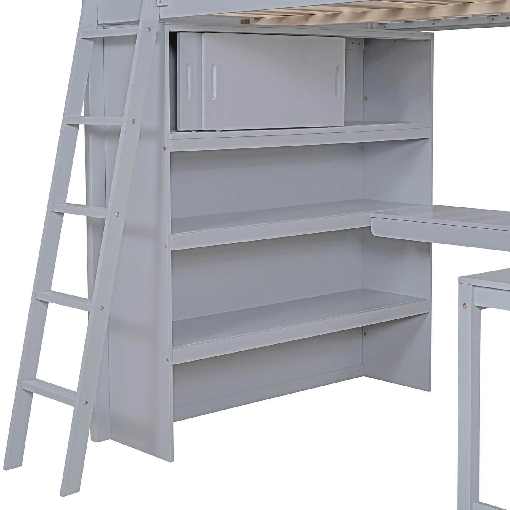 Harriet Bee Grey Size Loft Bed With Desk & Shelf: Built For Durability ...