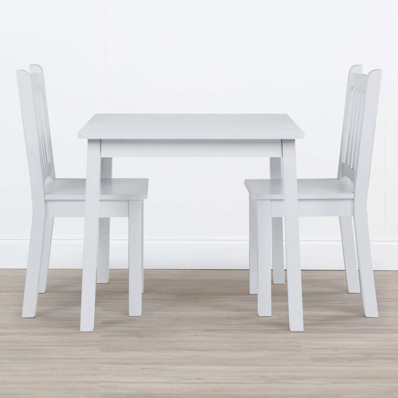Kids 3 Piece Square Play Or Activity Table and Chair Set, White