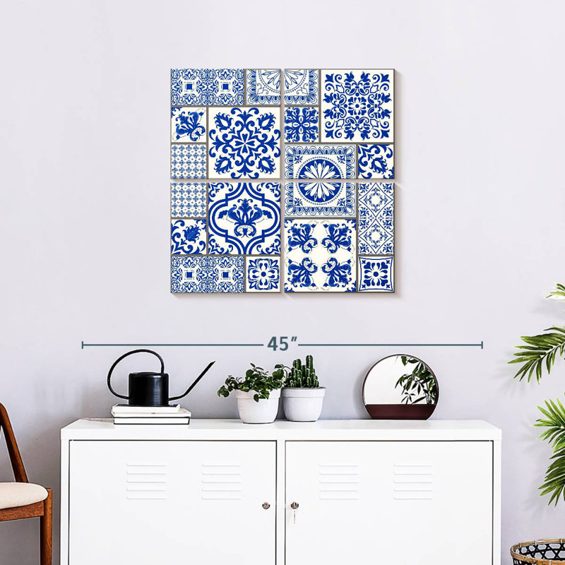 Carreaux de faïence bleue Kerner, H 26 po x l 26 po
