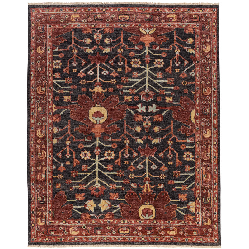 Rock My Classics Wool Oriental Area Rug in Charcoal/Rust, Rectangle 3' x 5'