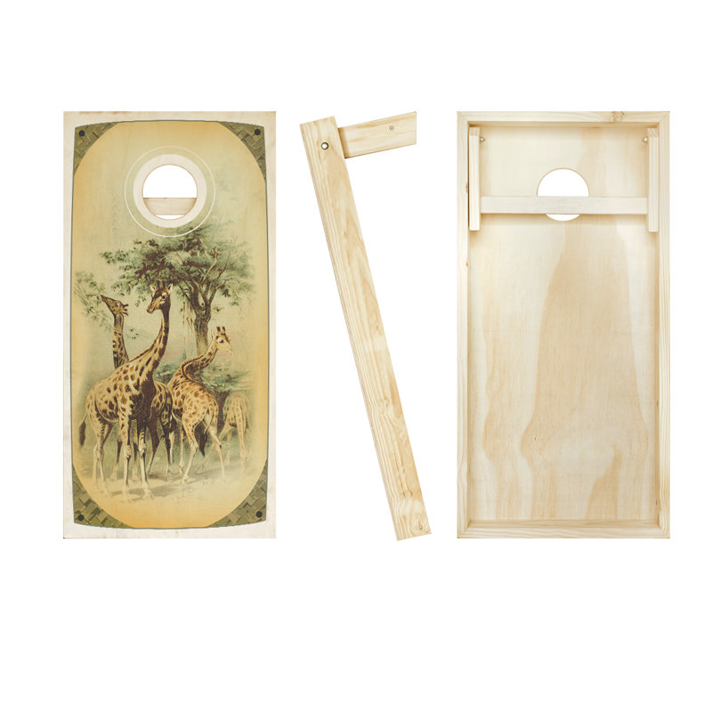 Ensemble de jeu de cornhole en bois massif 2 'x 4', Rouge/jaune