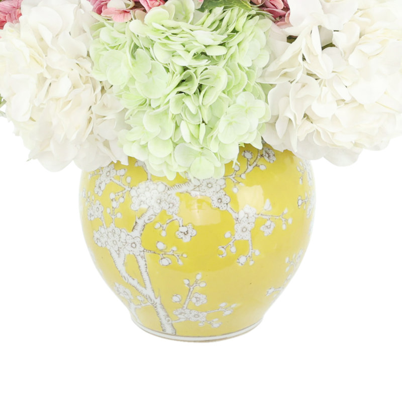 Hydrangea and Lilac Arrangement, Pink;White;Green