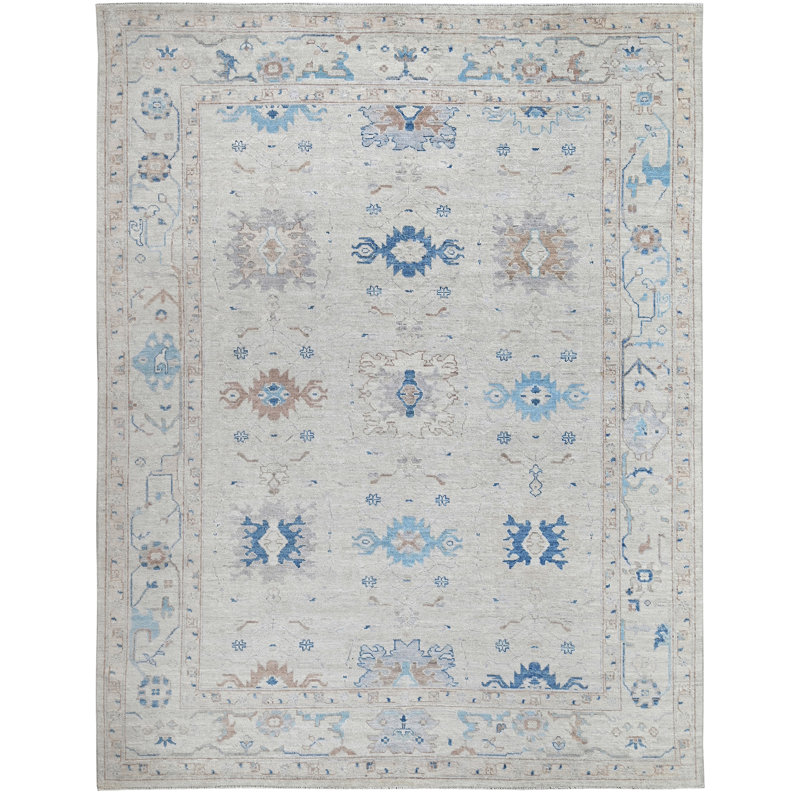 Tapis bleu clair noué à la main de haute qualité