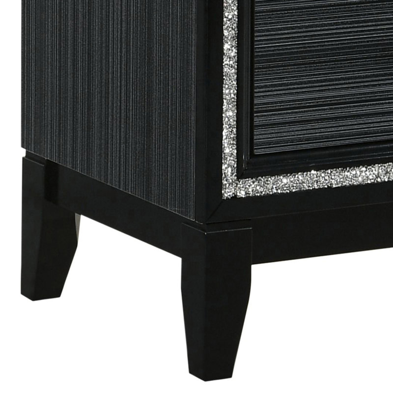 Table de chevet moderne - noir vieilli, 2 tiroirs, grand espace de rangement noir