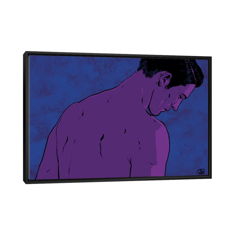 «Man», impression sur toile tendue, H 18 po x l 26 po x P 1,5 po, Toile avec cadre noir, Pas de tapis