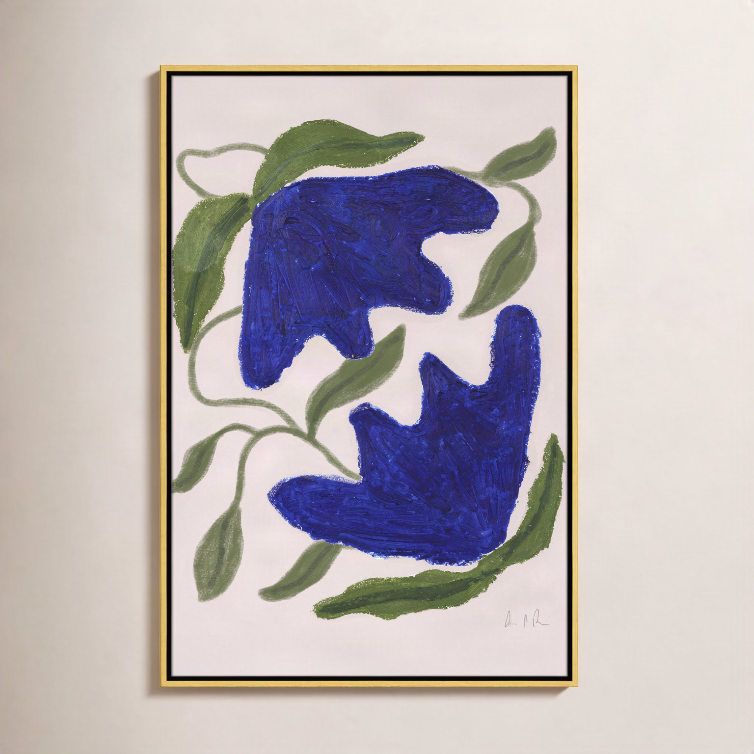 Colette "Blue Anemones No. 02" Print, 37.5" H x 25.5" W, Gold