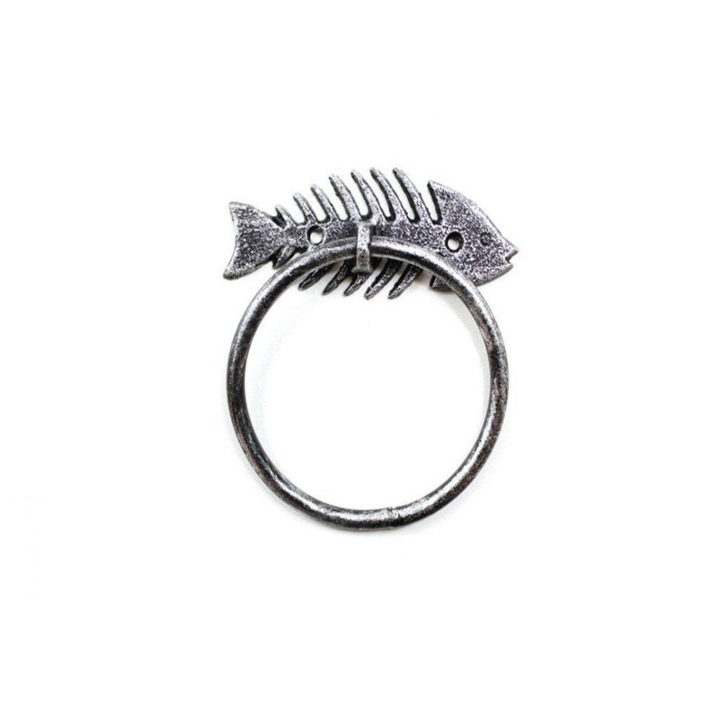 Anneau à serviettes de poisson en fonte, Argent