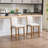 Farmhouse Solid Wood Barstools With Vintage Brass Studs, Upholstered Low Barstools For Bar Counters And Kitchen Islands Set Of 2-912758494