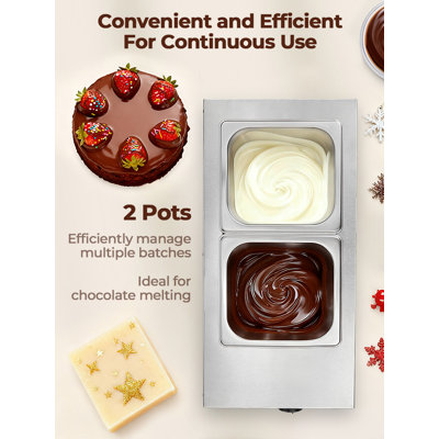 Chocolate Tempering Machine, 2 Tanks Chocolate Melting Machine, 86~185℉ Chocolate Warmer, Commercial Chocolate Melting Machine, Stainless Steel Electric Commercial Food Warmer For Milk Coffee Cheese
