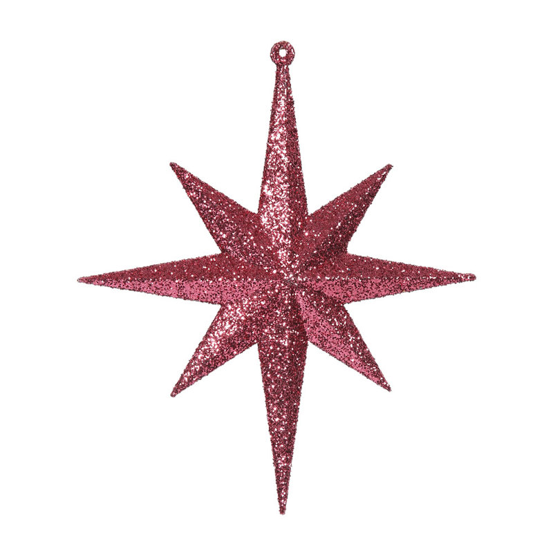 Ornement étoile de Bethléem scintillant, H 15,75 po x l 15,75 po x P 3 po, Rouge