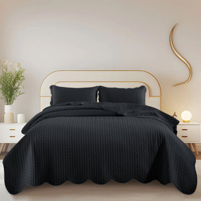 Ensemble de couvre-lit matelassé embossé - Couvre-lit en microfibre ultra doux avec taies décoratives, literie de style hôtel pour les lits hauts