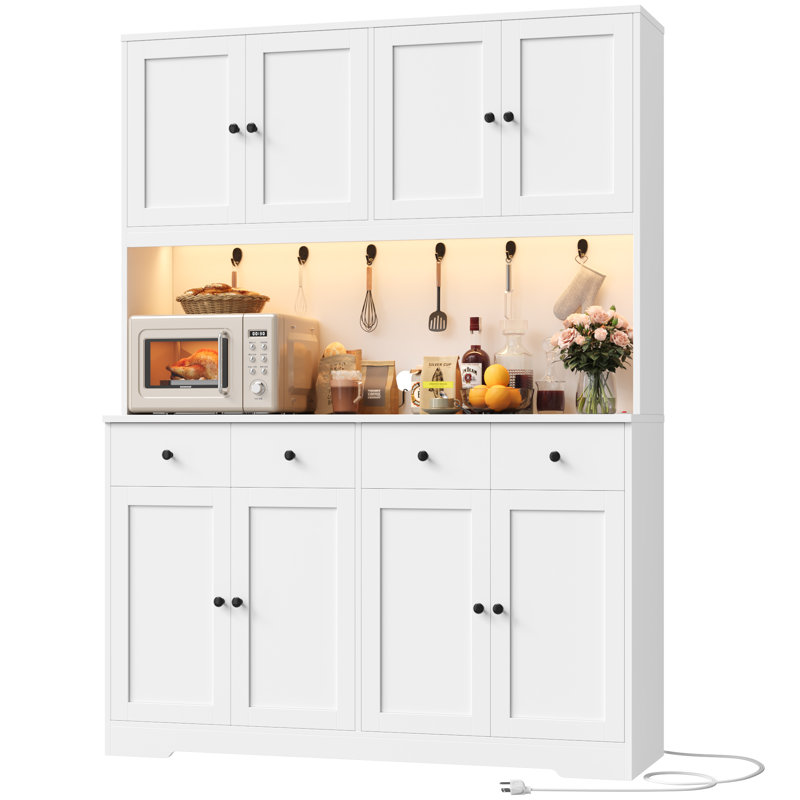 72.4" Kitchen Pantry Cabinet, White