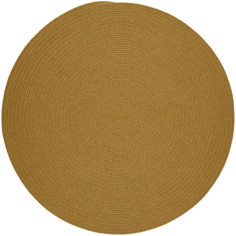 Tapis doré en laine tressé à la main Smyth, Rond 10 pi