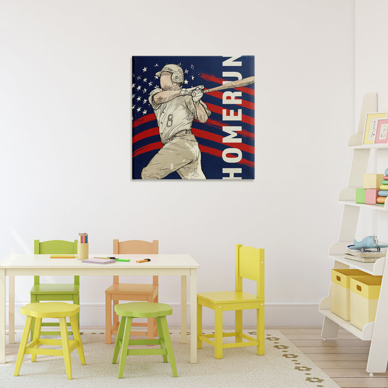 Toile de baseball Patriotic Home Run, design par LightBoxJournal, H 24 po x l 24 po
