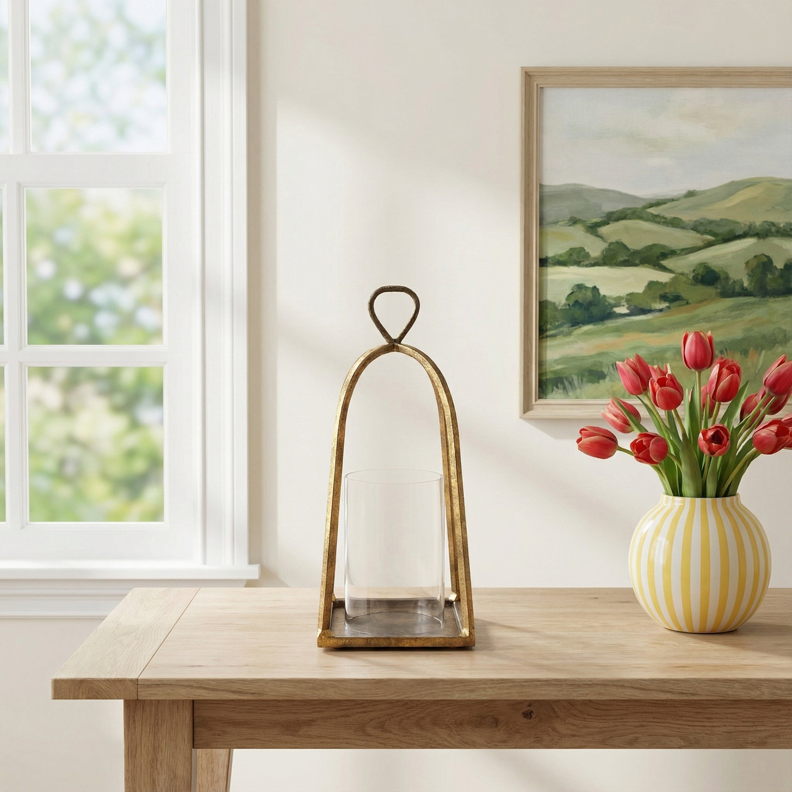 Saga Glass Tabletop Hurricane, 18.5" H x 8" W x 8" D