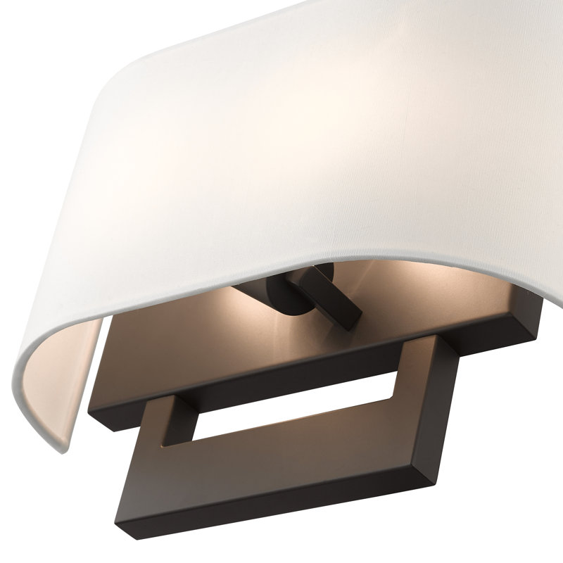 Applique murale en acier Rakhee, Blanc, Bronze, H 9 po x l 13 po x P 3,95 po