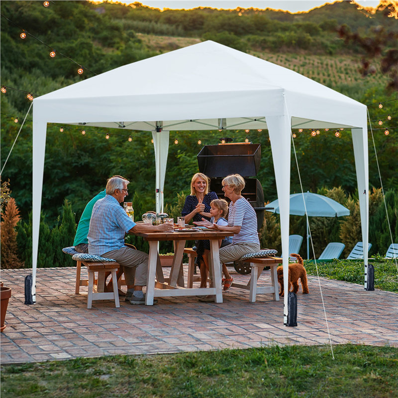 Iron Pop-Up Gazebo, White, 287cm H x 300cm W x 300cm D