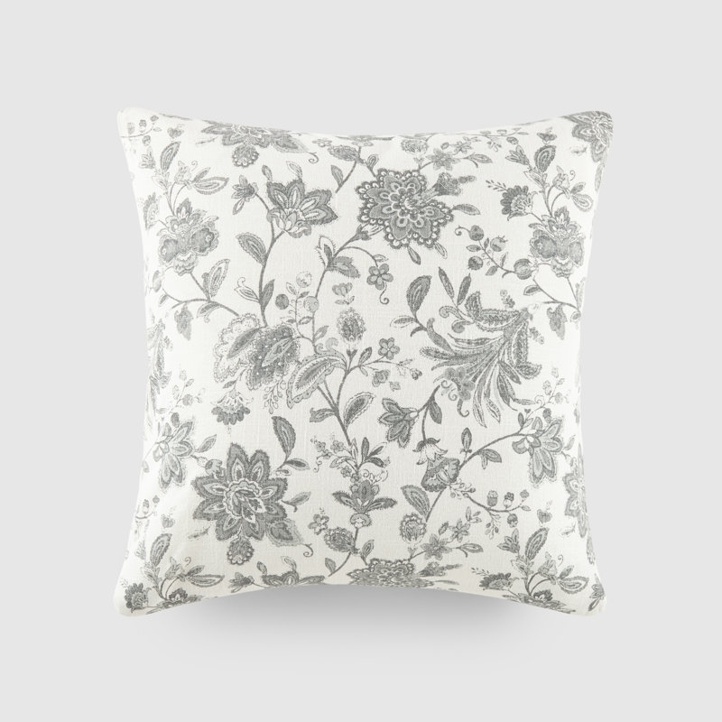 Elegant Patterns Cotton Decor Throw Pillow in Jacobean, Gray