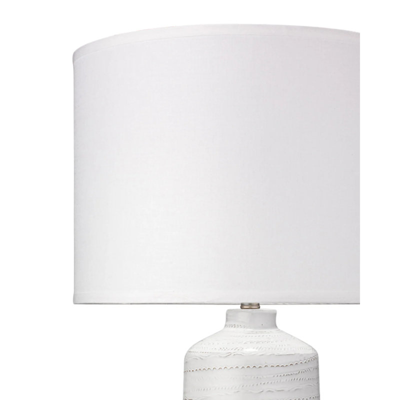 White Ceramic Table Lamp with Linen Shade