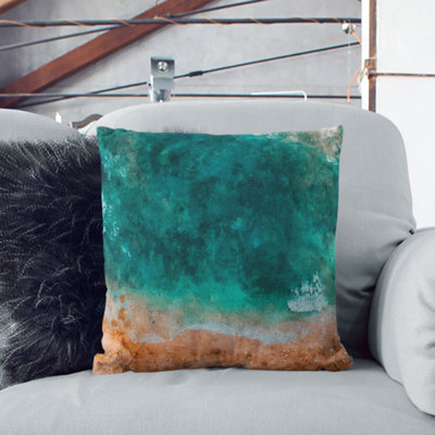 Ocean Meets the Sand Painting Cushion with Filling
