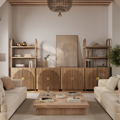 Meuble télé moderne avec rangement, brun caramel
