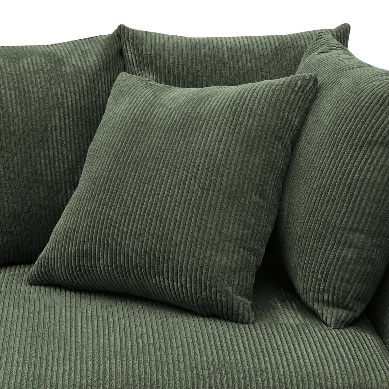 Large Seating Corduroy Modular Sleeper Sectional, Dark Green Corduroy