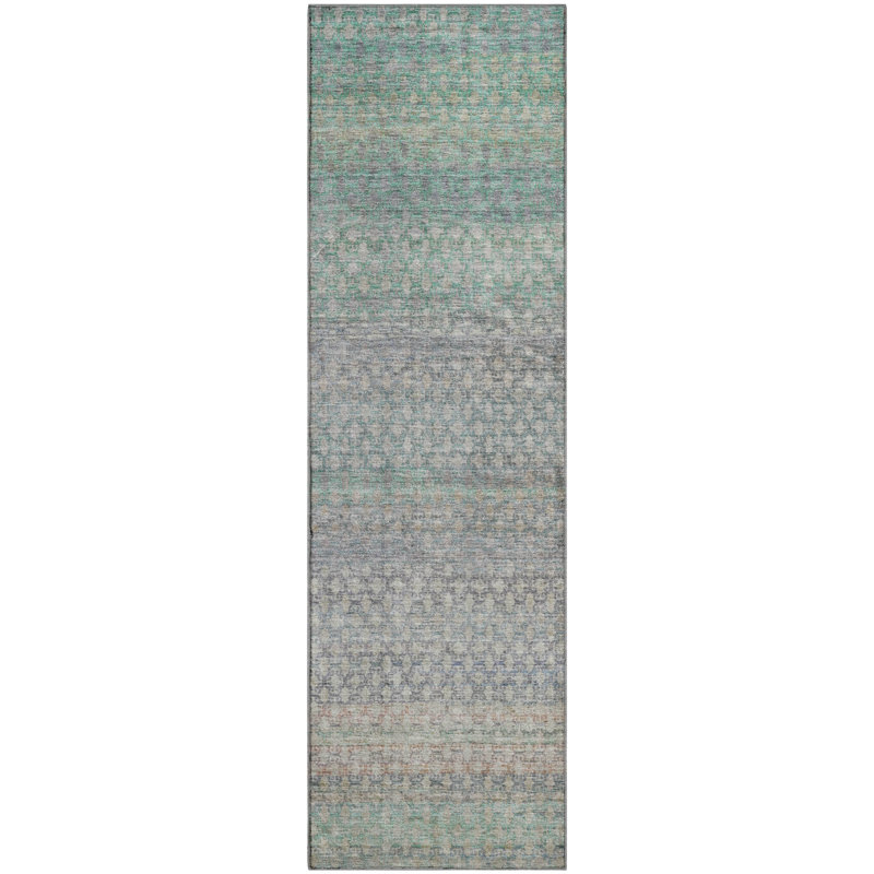 Tapis abstrait lavable à la machine de qualité supérieure Mayfield AMF2158, Beige, Tapis de couloir 2 pi 3 po x 7 pi 6 po