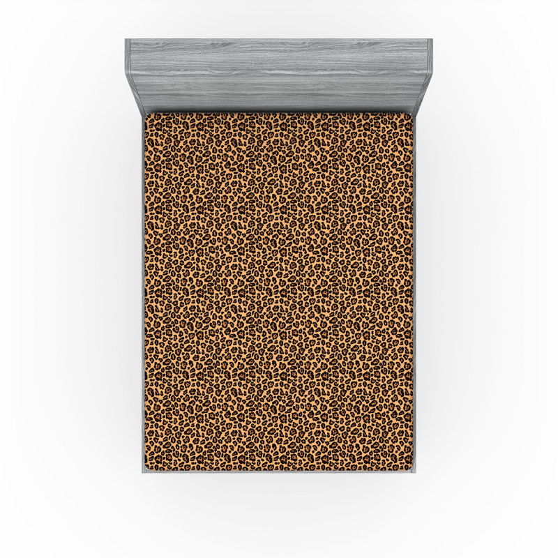 Ensemble de 2 draps-housses Ambesonne, Orange/Black Animal Print, Drap-housse de taille double