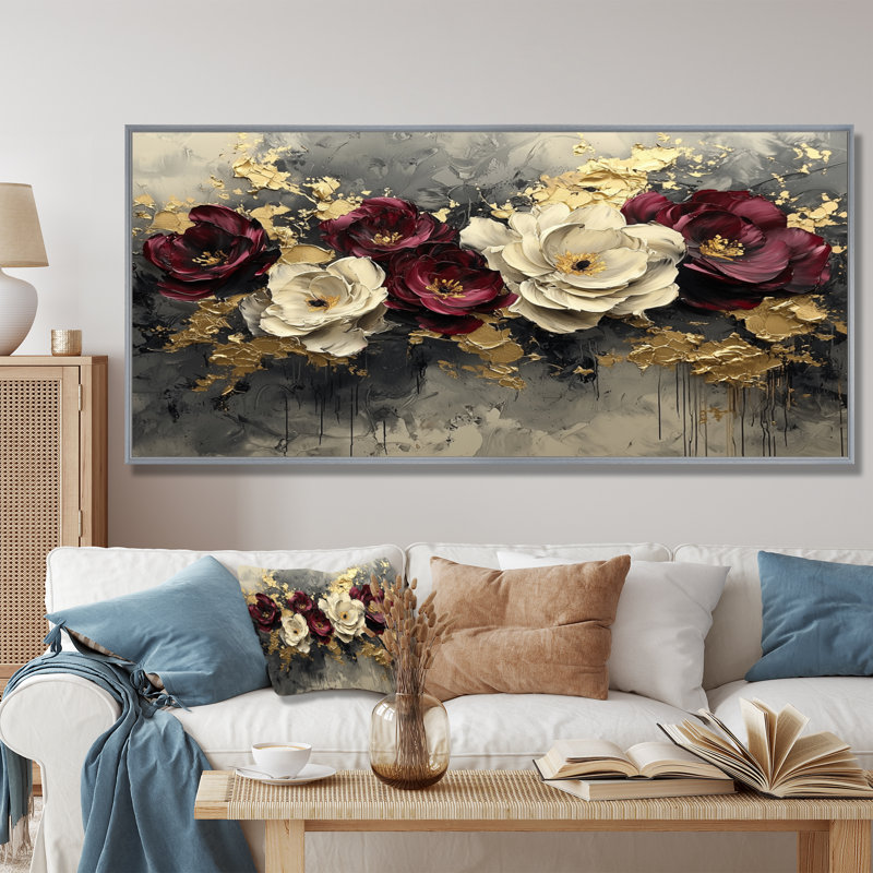 Bourgogne, coquelicots, paysage de rêve la nuit I - Coquelicots, reproductions encadrées, H 28 po x l 60 po, Cadre flottant