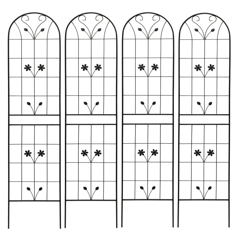 Treillis métallique 86,7 po x 19,7 po, support pour plantes d'extérieur antirouille, noir, montage et installation faciles et rapides.