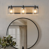 Farmhouse Bathroom Vanity Lighting with Clear Seeded Glass Shades