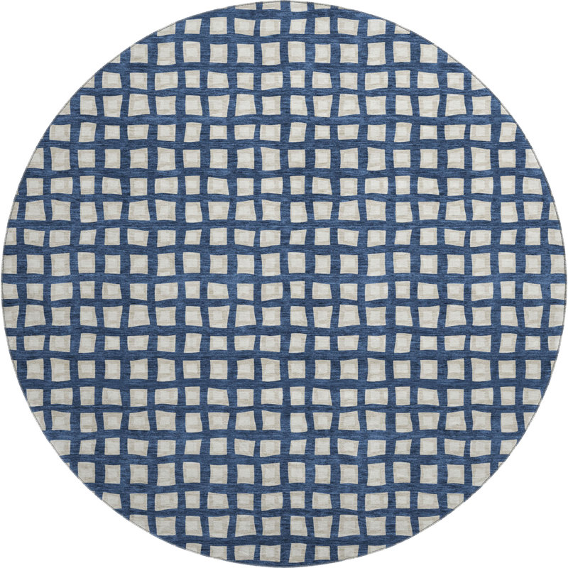 Premium Machine Washable Parramatta Blue Rug, Round 8'