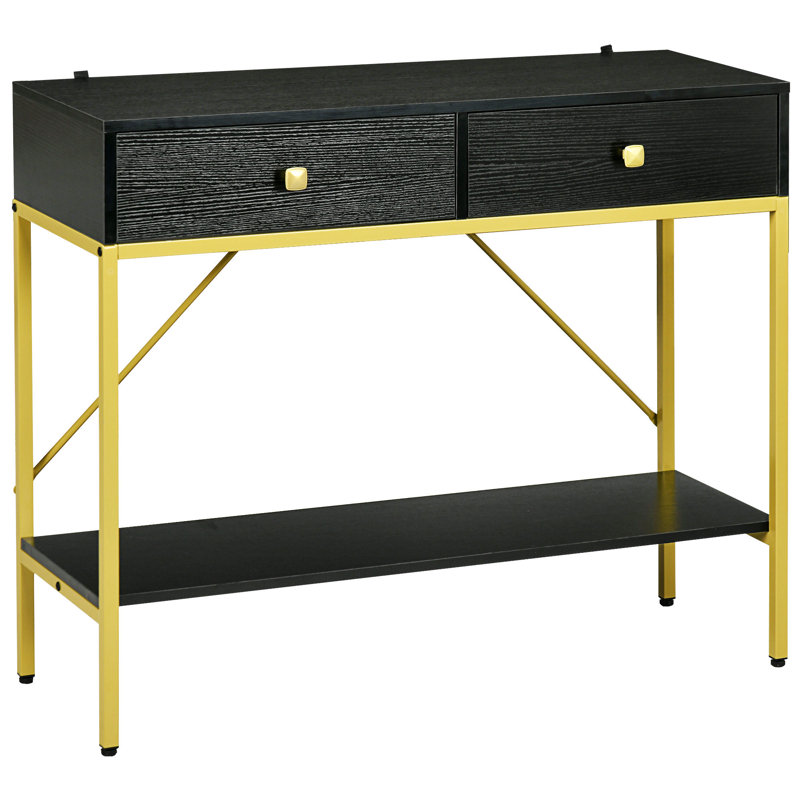 Console avec 2 tiroirs et tablette de rangement pour le couloir - noir