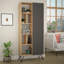Bibliothèque moderne scandinave, chêne et anthracite, 31,1 po x 74,8 po x 12,6 po | 100% panneau de particules enduit de mélamine, épaisseur: 0,7 pouce | Pieds en métal, charnières à fermeture en douceur, fixation murale, capacité de tablette de 66 lb, solution de rangement élégante-1239153863
