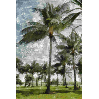 " Painted Palm Trees And Cloudy Sky "