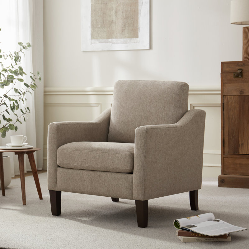 Fauteuil avec pieds en bois massif, Marron clair