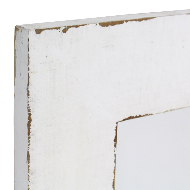 Miroir mural rectangulaire en bois de style campagnard Tiege, H 36 po x l 24 po x P 1 po, Blanc