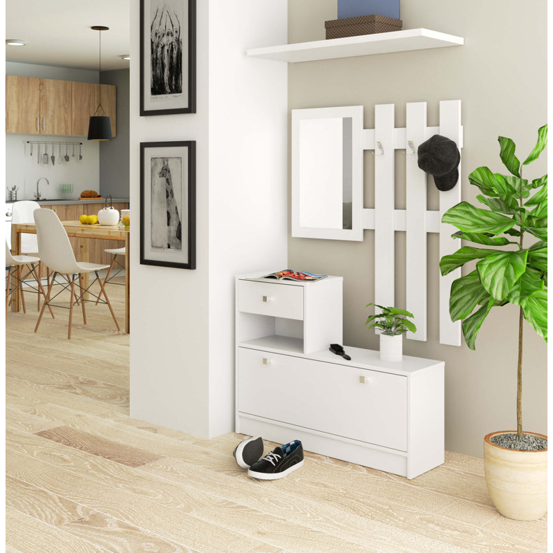 6 Pair Shoe Storage Cabinet, White