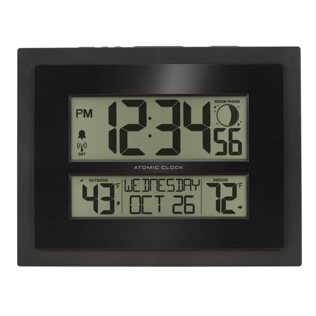 Danaisa Atomic Digital Clock with Outdoor Temperature and Moon Phase Ebern Designs