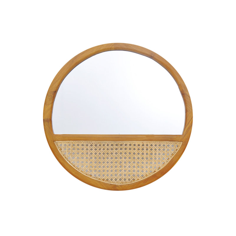 Aldas Solid Wood Round Wall Mirror