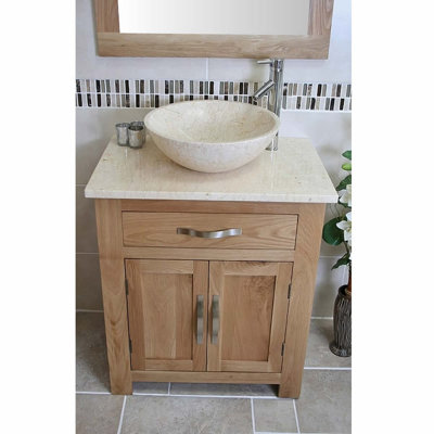 Deatsville 751mm Single Bathroom Vanity with Vessel Stone Basin
